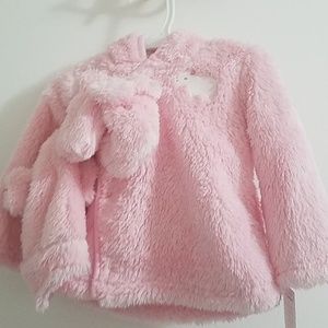 Cute furry jacket with matching hat and mittens